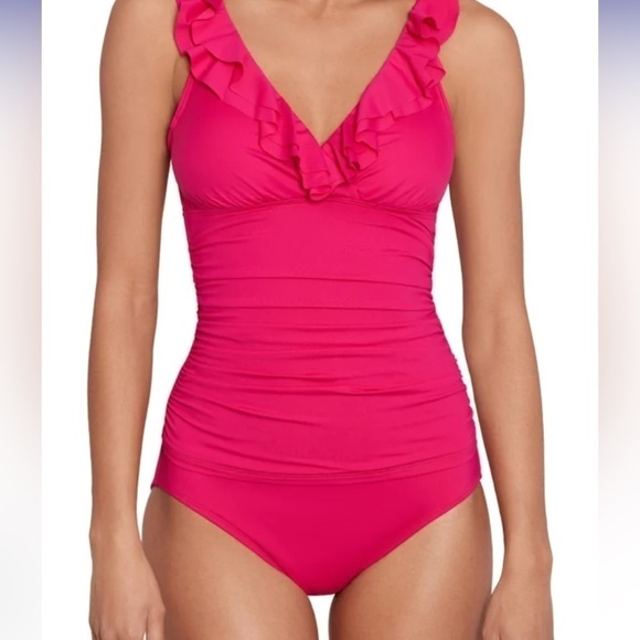 Lauren Ralph Lauren fuchsia tankini 2 piece set size 10 - Picture 1 of 9